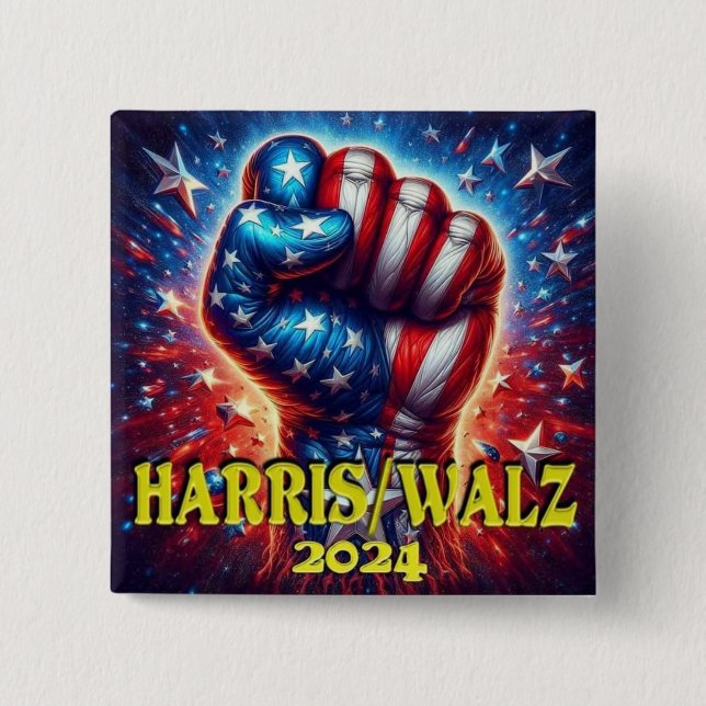 Val 2024 av Harris walz Knapp (Framsida)