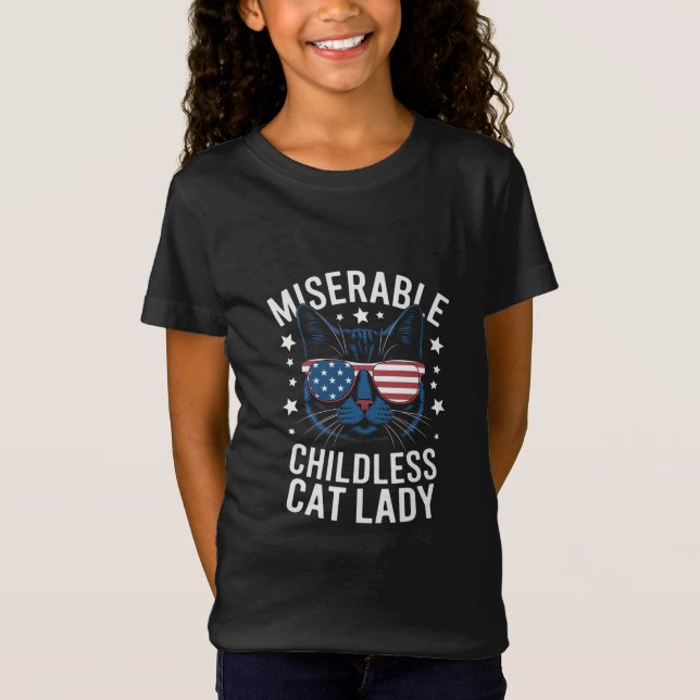 Val 2024 Barnlös kattdam Feministisk röstning T Shirt (Framsida)