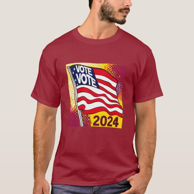 Val 2024 Flagga T-Shirt (Framsida)
