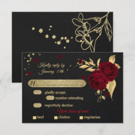 val av burgundisk guld-blommigt svart måltid OSA kort