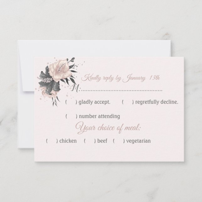 Val av dammig rosa grått blommor och petalmjöl OSA kort (Framsida)