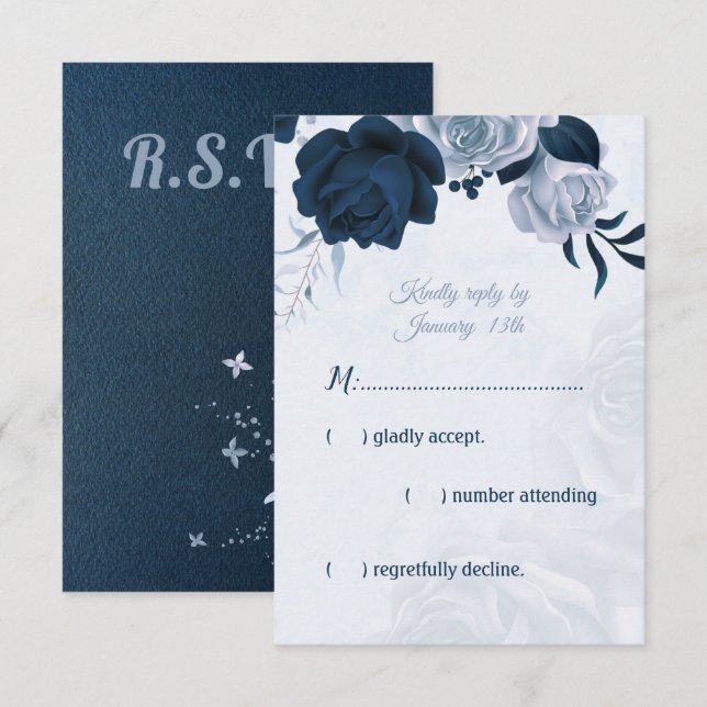 Val av fiskmjöl i blåa blommor OSA kort (Fram/baksida)