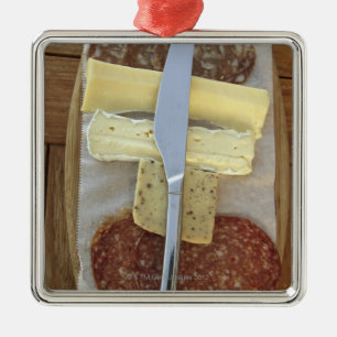 Val av gourmet- ostar och klippta kött julgransprydnad metall