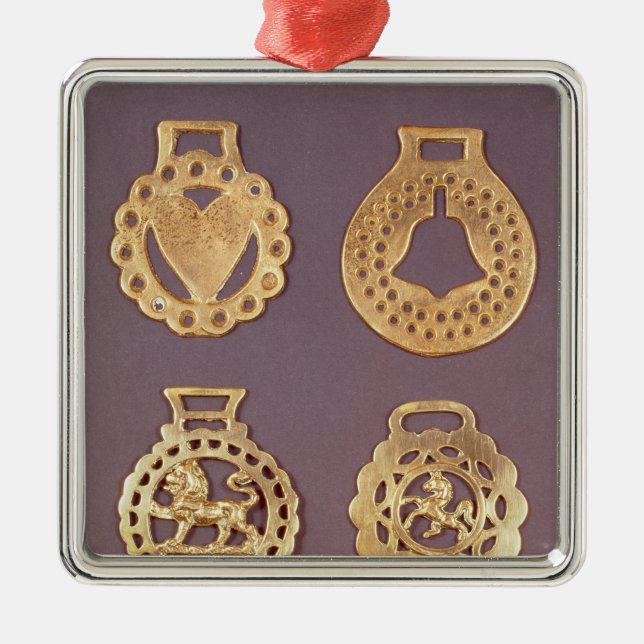 Val av hästmässingar julgransprydnad metall (Framsidan)