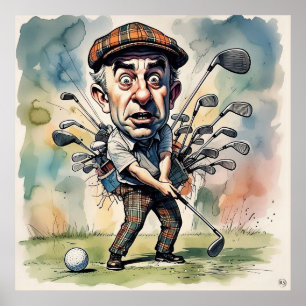 Val av klubb - stor utskrift av golfkonst poster