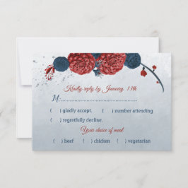 Val av marin blå och röd blomma OSA kort