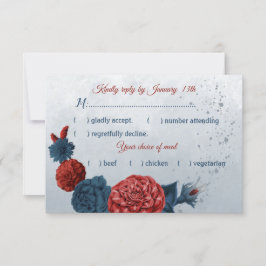 Val av marin blå och röd blomma OSA kort