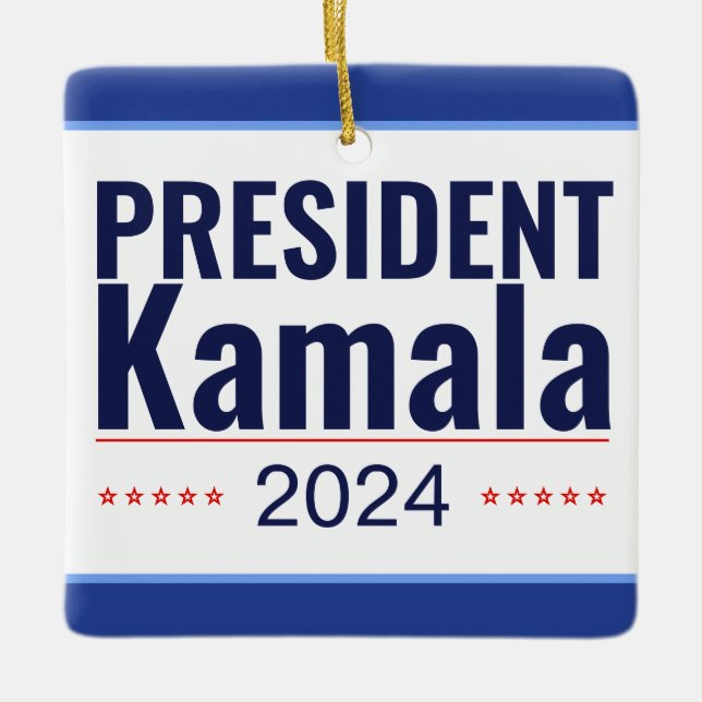 Val av president Kamala 2024 Julgransprydnad Keramik (Framsida)