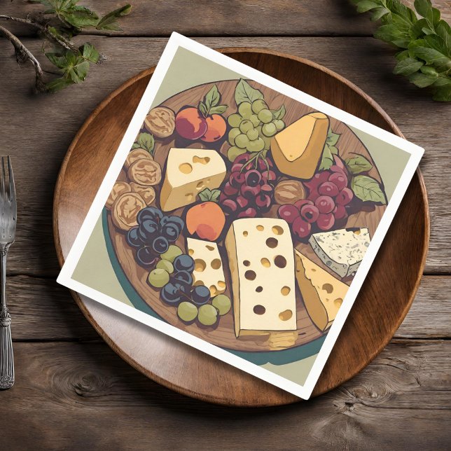 val av retro-ost med druvor pappersservett (Skapare uppladdad)