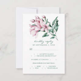 Val av vattenfärg Magnolia Bouquet Bröllop Meal Ch OSA Kort