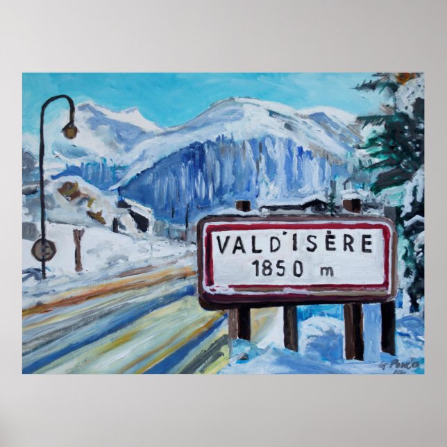 Val d’Isère Målning – Franska Alperna Affisch (Framsidan)