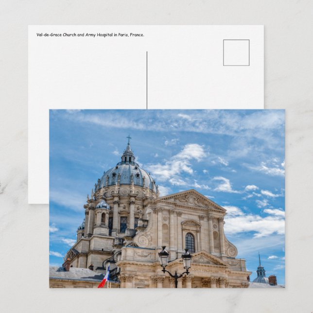 Val-de-Grace kyrka och militärsjukhus i Paris Vykort (Fram/baksida)