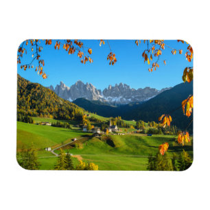 Val di Funes valley i rektangulär höstmagnet Magnet