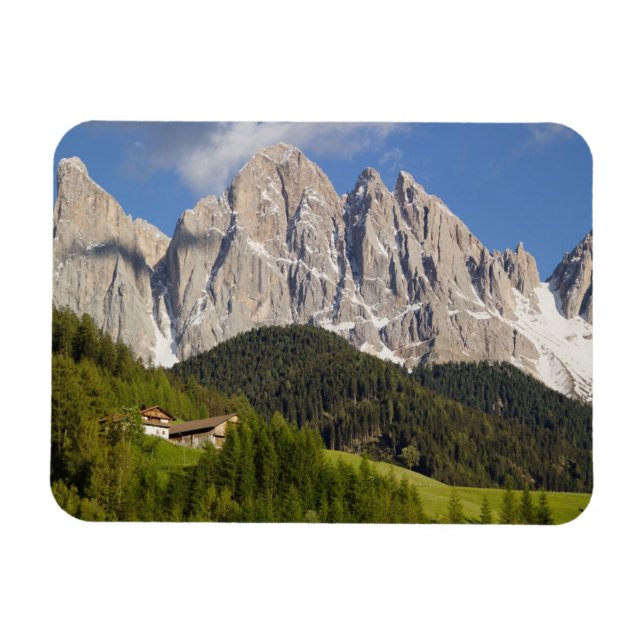 Val di Funes, Villnosstal, Dolomites, Italien Magnet (Horisontell)