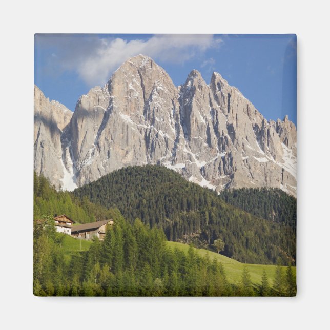 Val di Funes, Villnöstal, Dolomiterna, Italien Magnet (Framsidan)