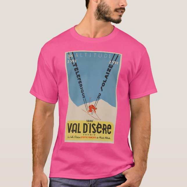 Val D'Isere Classic Ski Poster T Shirt (Framsida)