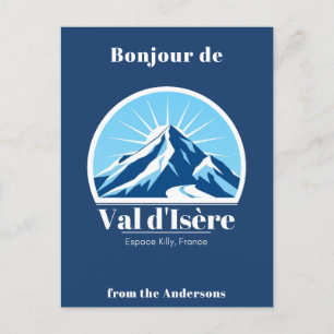 Val d'Isère Frankrike savoie blue postcard Vykort