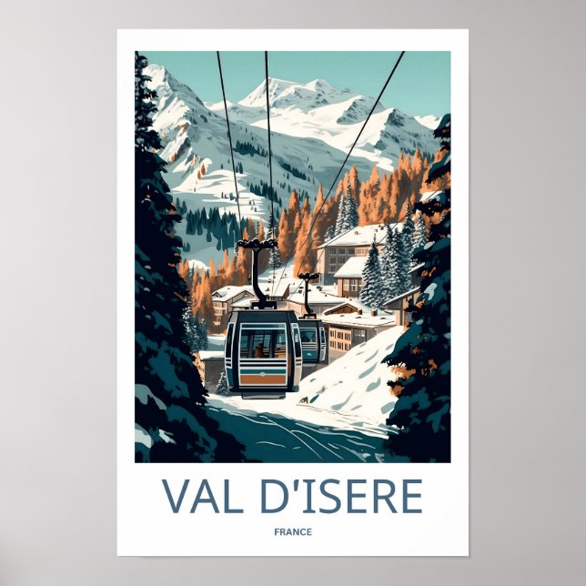 Val D'Isere Frankrike Travel Print Poster (Framsidan)