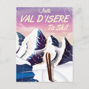 Val-d'Isère Ski vintage resor poster Vykort