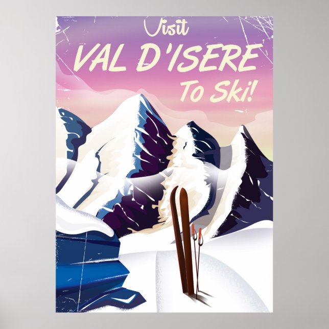 Val-d'Isère Ski vintage travel poster (Framsidan)