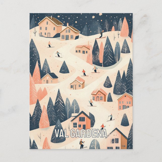 Val Gardena Italien Skidort Vykort (Framsida)