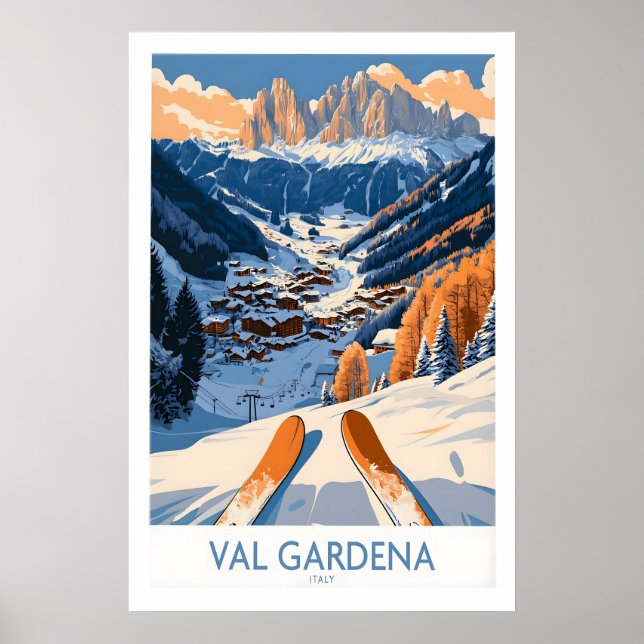 Val Gardena skidtryck - Italien 1 Poster (Framsidan)