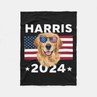 Val Kamala Harris 2024 Golden Retriever Hund U Fleecefilt