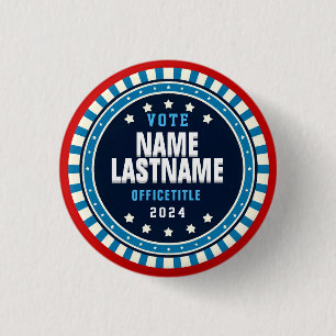 Val Kampanj Button Red, White Blue Knapp