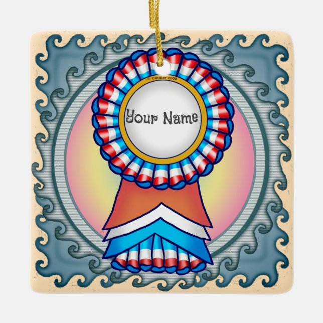 Val Kampanj Ribbon Julgransprydnad Keramik (Framsida)