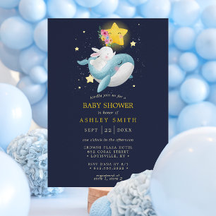 Val- och kanin-navalstjärnor baby shower inbjudningar