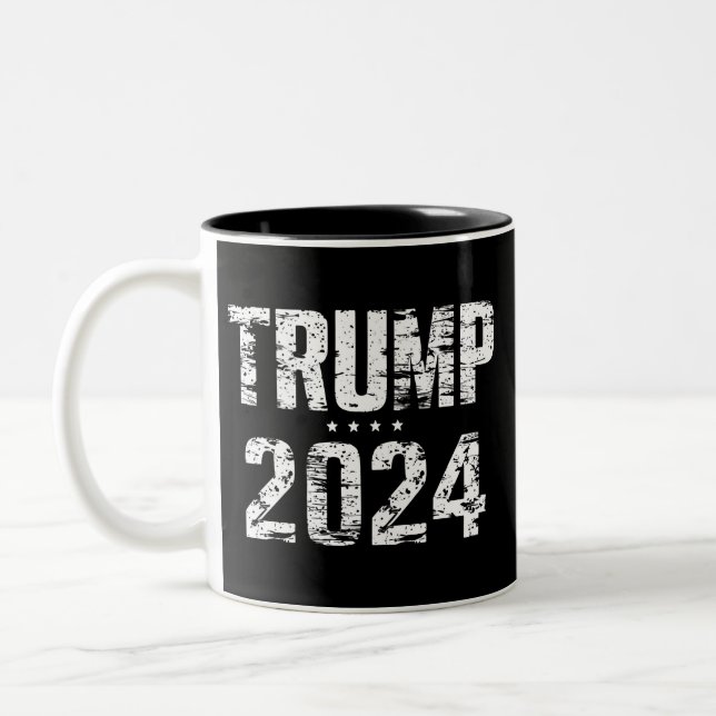Val Rösta Amerika Stort Trump 2024  Två-Tonad Mugg (Vänster)