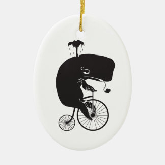 Val som rider en cykel julgransprydnad keramik