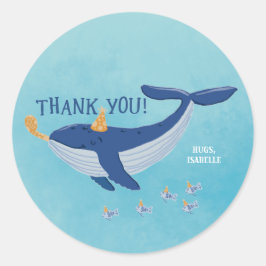 Val-tack-sticker för Whale of a Time-fest Runt Klistermärke