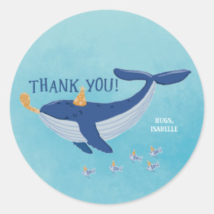 Val-tack-sticker för Whale of a Time-fest Runt Klistermärke