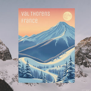 Val Thorens Frankrike ski semester modern vykort
