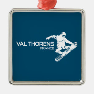 Val Thorens Frankrike Snowboarder Julgransprydnad Metall