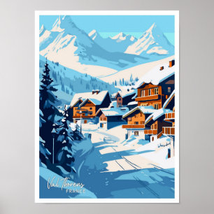 Val Thorens Frankrike Travel Vintage Illustration Poster