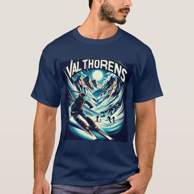 Val Thorens Skiing & Snowboarding T Shirt (Framsida)