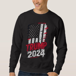 Val TRUMP 2024 USA Vintage Flagga Lång Ärmad Tröja