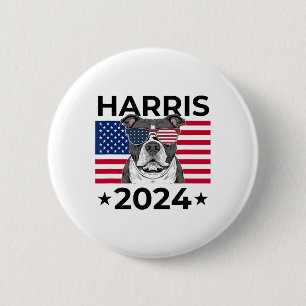 Val Vote Kamala Harris 2024 Pitbull Hund Usa F Knapp