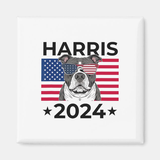Val Vote Kamala Harris 2024 Pitbull Hund Usa F Magnet (Framsidan)