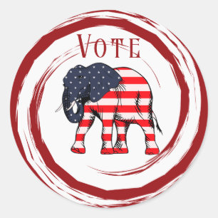 Val Vote Patriotic Elephant Runt Klistermärke