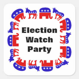 Val Watch Party Fyrkantigt Klistermärke