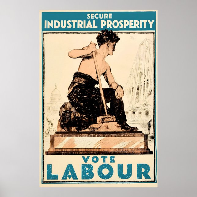 Valaffisch Labour Party Säkra Industriella Poster (Framsidan)