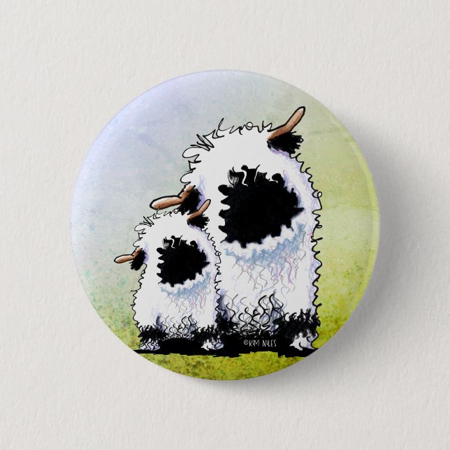 Valais Blacknose Får Ansiktsmask Knapp (Framsida)