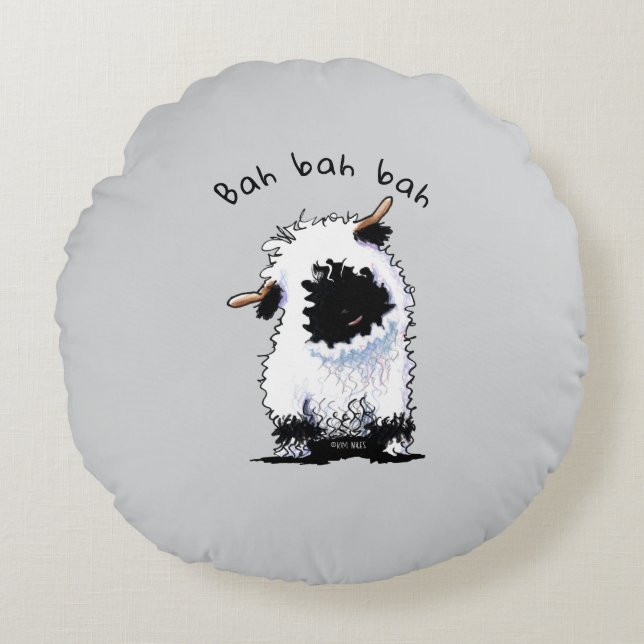 Valais Blacknose Får Rund Kudde (Framsidan)