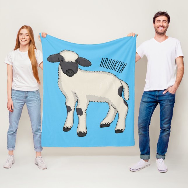 Valais Blacknose får serieillustration Fleecefilt (På plats)