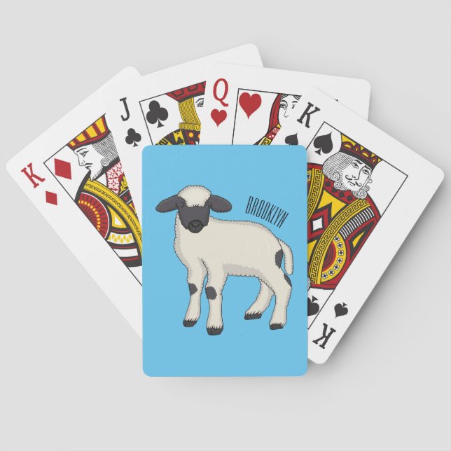 Valais Blacknose sheep cartoon illustration Casinokort (Baksidan)