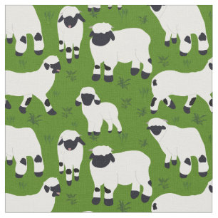 Valais Blebrse Sheep Illustrations på Grönten Tyg