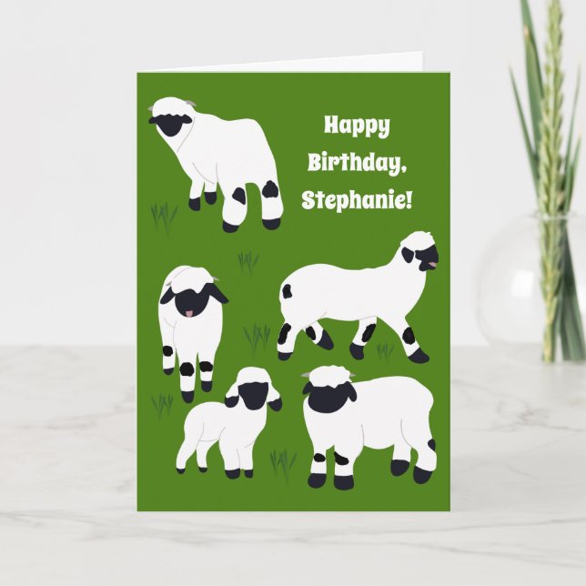 Valais Blendorse Sheep Personlig Birthday Kort (Framsida)